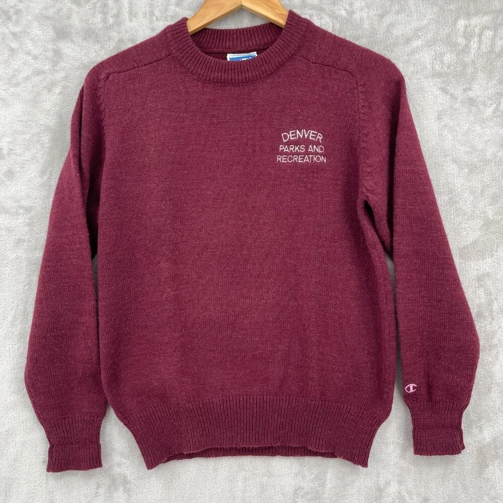 Champion Vintage Denver Parks and Recreation Burgundy Crewneck Sweater